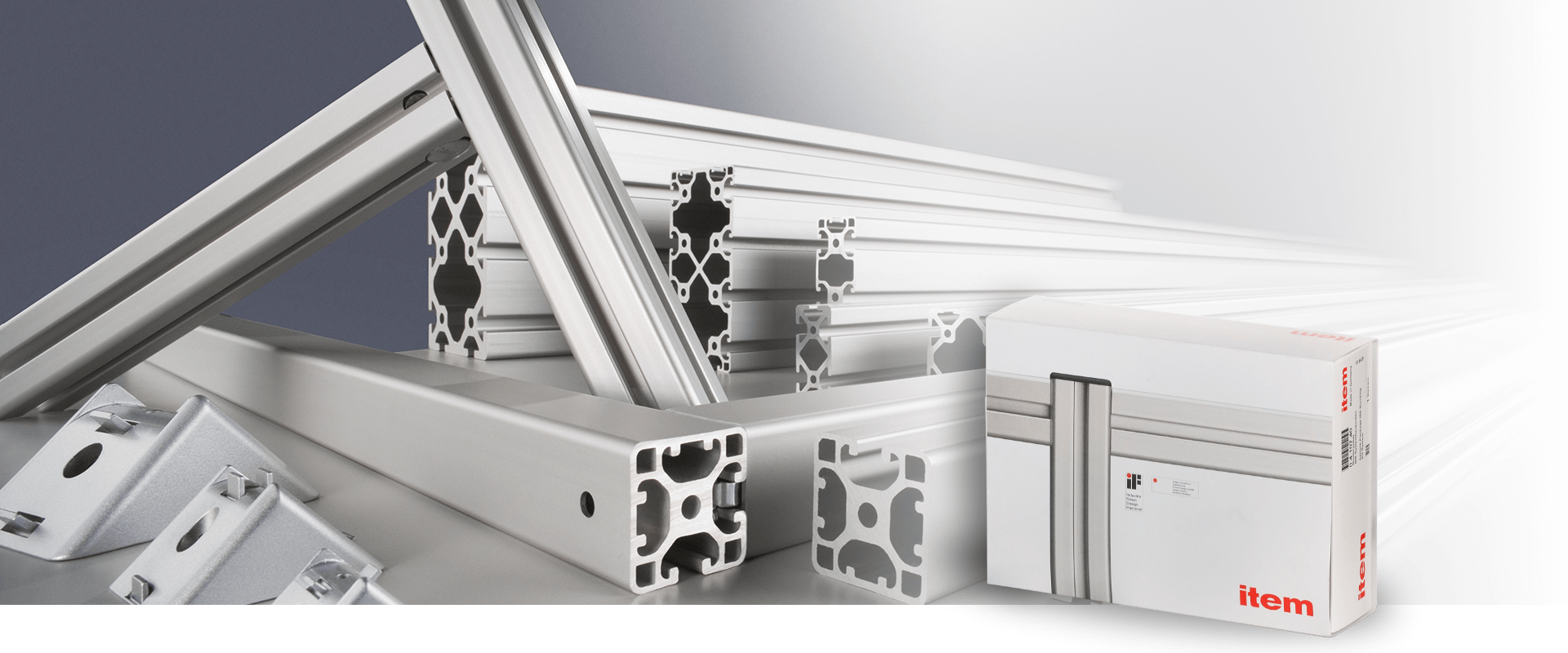 Unterschiedliche Varianten an Aluminiumprofilen für den Maschinenbau aus dem item Systembaukasten